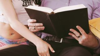 Hottie Daughter sucks daddy`s cock through his slacks